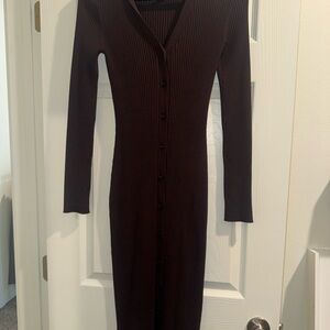 H&M Brown Button-Up Dress